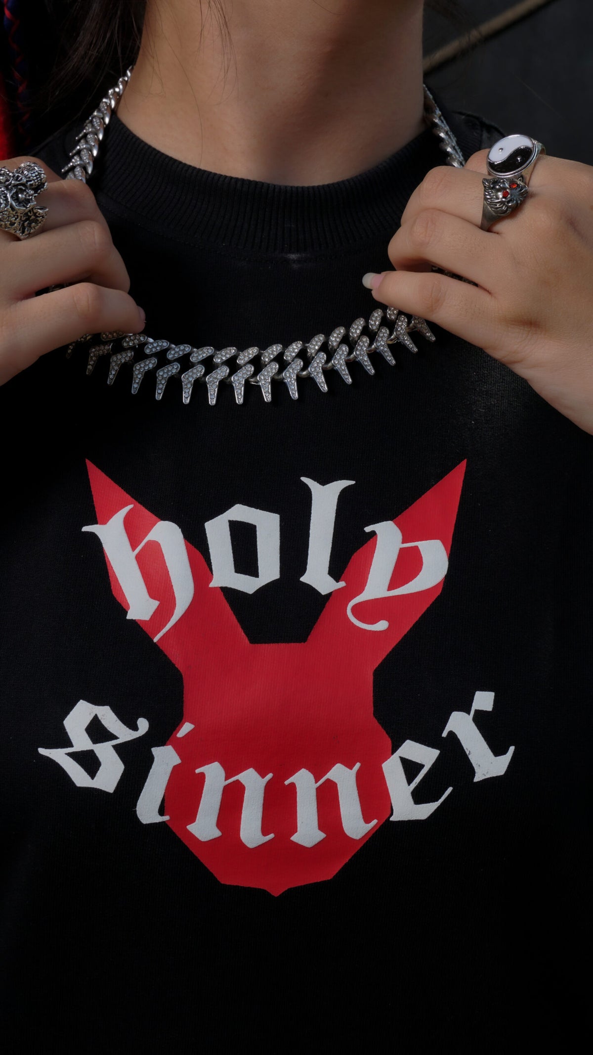 Holy Sinner unisex oversized T-shirt by Pavitra Paapi, view 3