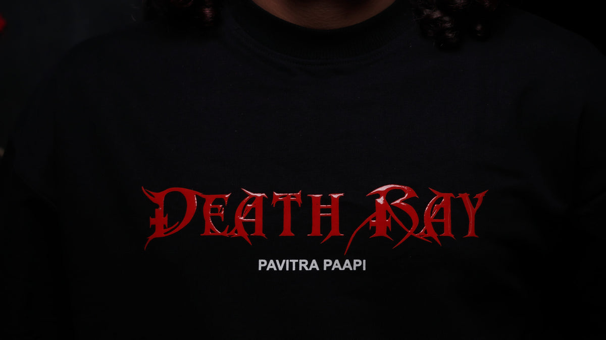 Death Ray oversized black T-shirt by Pavitra Paapi, view 2
