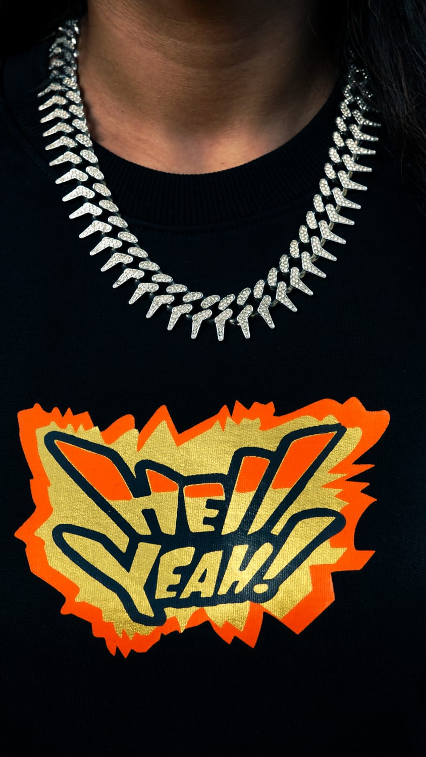 Hell Yeah graphic T-shirt by Pavitra Paapi, view 3