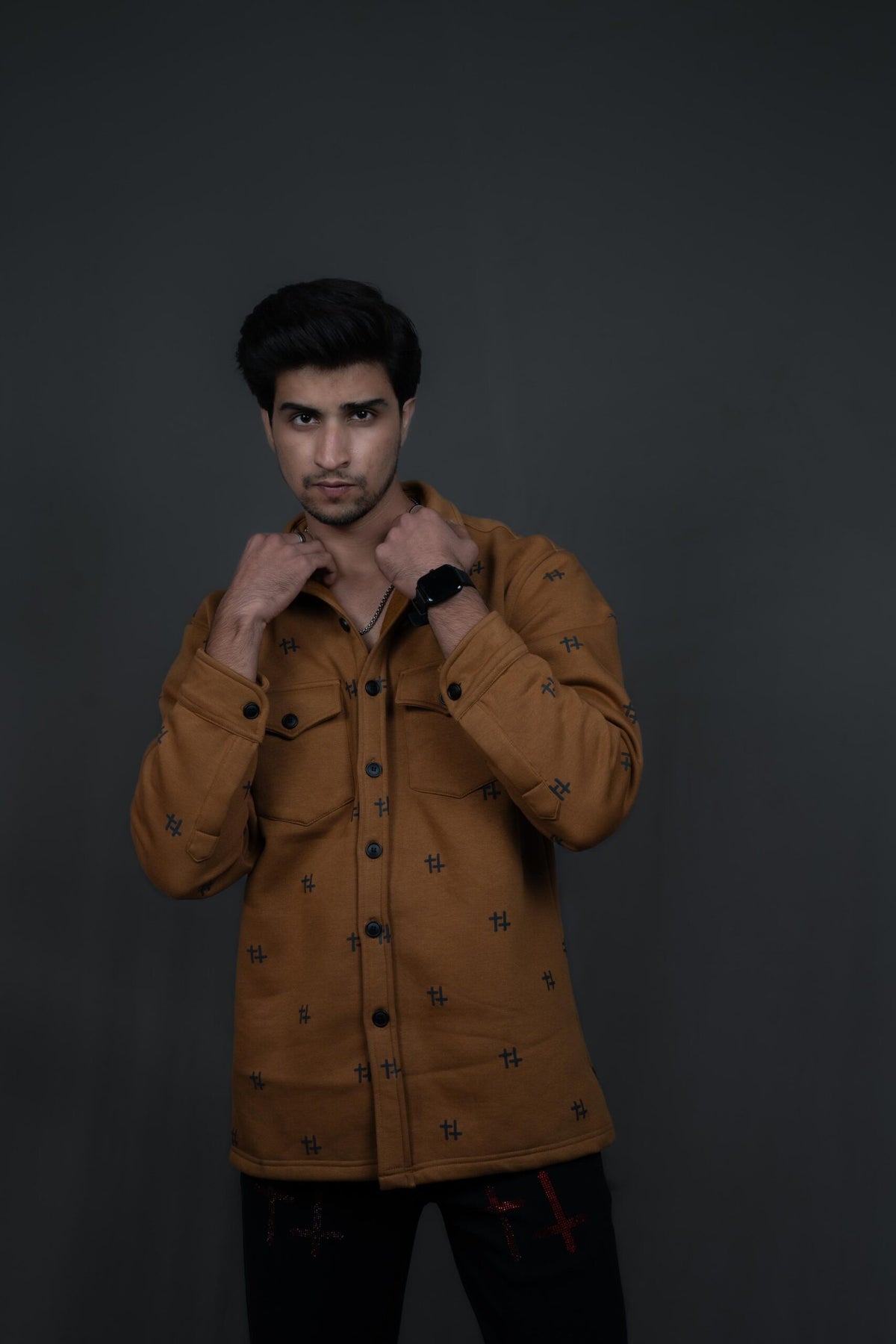 Anti Religious Religious Club ochre jacket by Pavitra Paapi, view 1